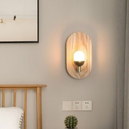 Dekoration Vägg Trä Lampa Entré Gångljus Nordic Bedside Vägglampa