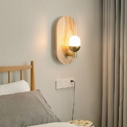 Dekoration Vägg Trä Lampa Entré Gångljus Nordic Bedside Vägglampa