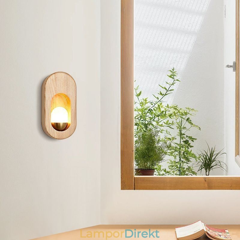 Japansk Dekoration Väggljus Trä Vägglampa Entrégång