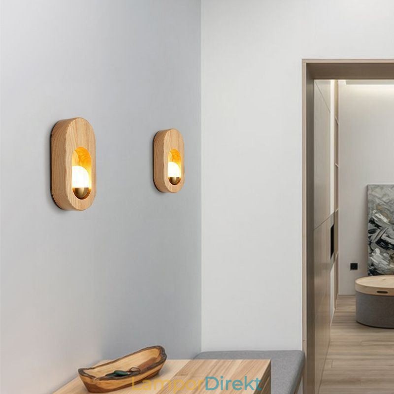 Japansk Dekoration Väggljus Trä Vägglampa Entrégång