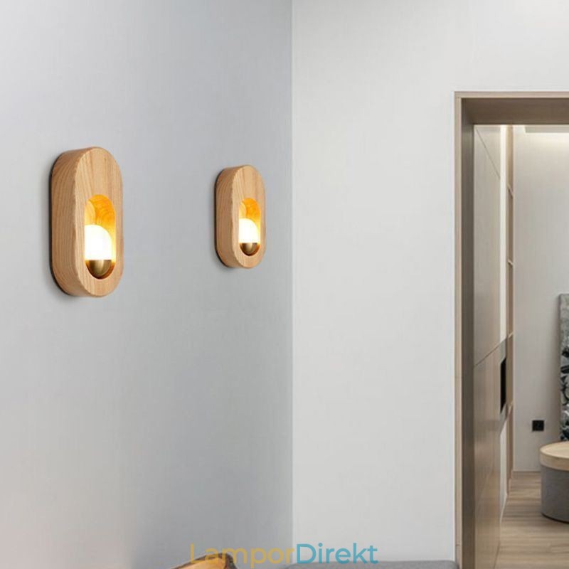 Japansk Dekoration Väggljus Trä Vägglampa Entrégång