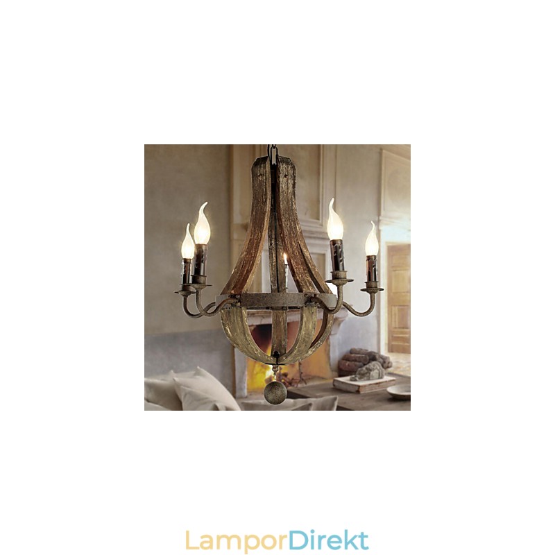 Ljuskrona 5 Lampor Vintage Retro Country Living Dining Metal