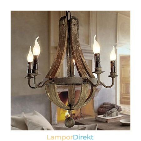 Ljuskrona 5 Lampor Vintage Retro Country Living Dining Metal Ljuskrona 5 Lampor Vintage Retro Country Living Dining Metal