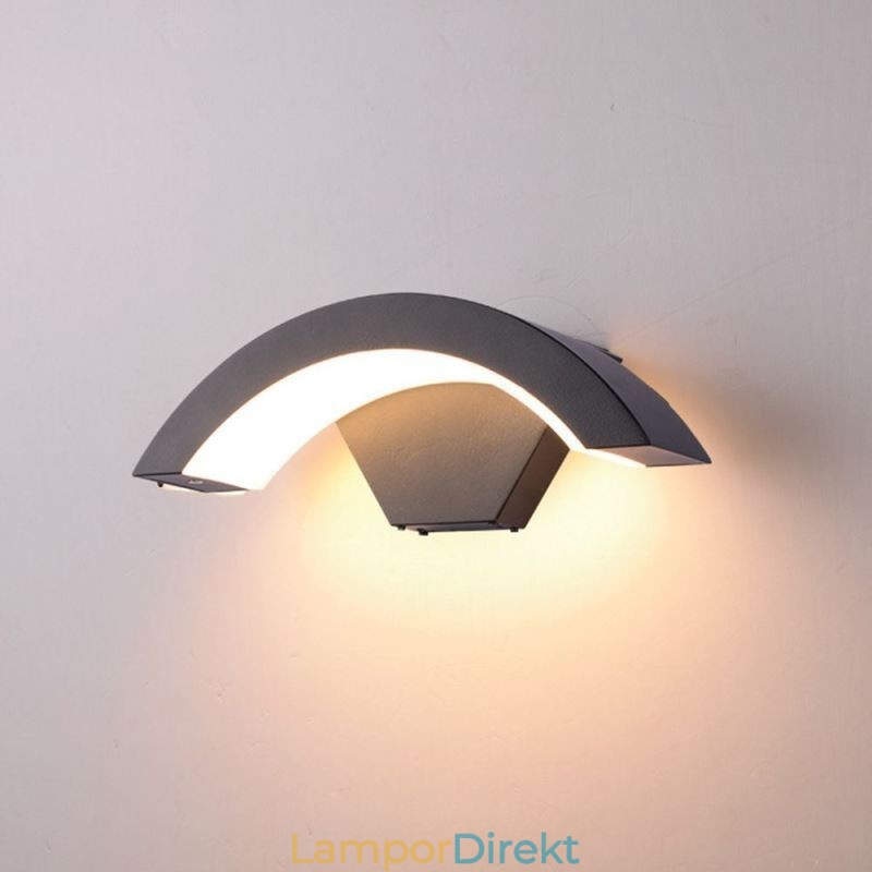 Minimalistisk Aluminiumlampa Trädgårdsvattentät Halvmånevägglampa