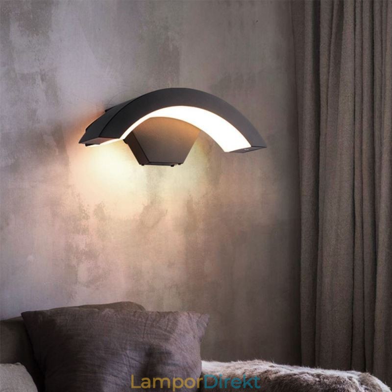 Minimalistisk Aluminiumlampa Trädgårdsvattentät Halvmånevägglampa