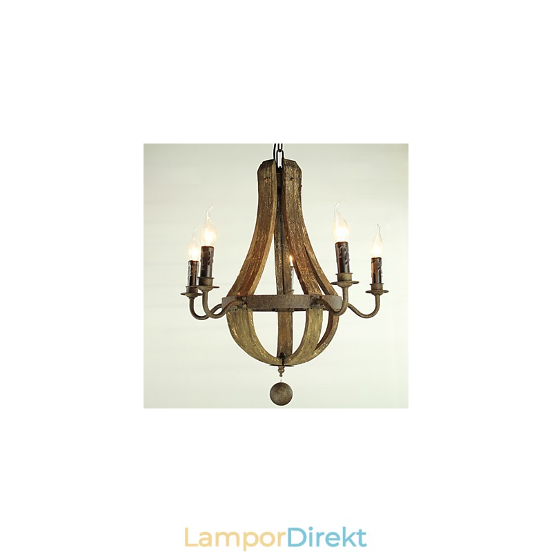 Ljuskrona 5 Lampor Vintage Retro Country Living Dining Metal