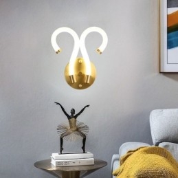 Modern Vägglampa Kreativitet Sconce Vägglampa Koppar Får Horn 2 Lampor