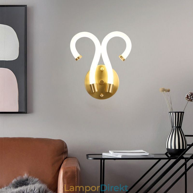 Modern Vägglampa Kreativitet Sconce Vägglampa Koppar Får Horn 2 Lampor