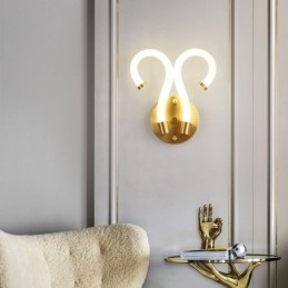 Modern Vägglampa Kreativitet Sconce Vägglampa Koppar Får Horn 2 Lampor