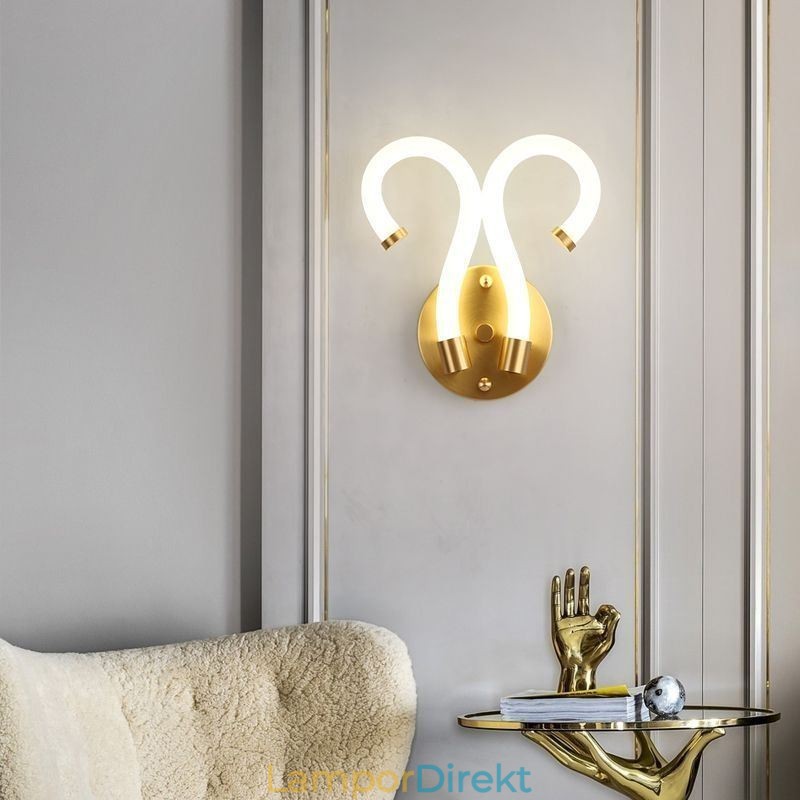 Modern Vägglampa Kreativitet Sconce Vägglampa Koppar Får Horn 2 Lampor