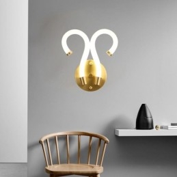 Modern Vägglampa Kreativitet Sconce Vägglampa Koppar Får Horn 2 Lampor