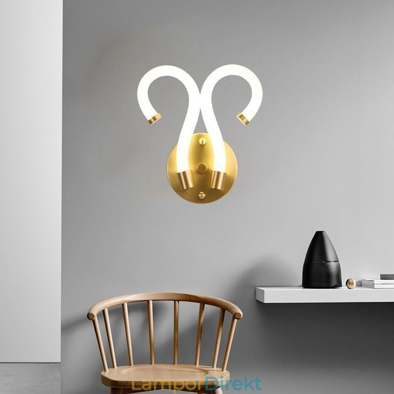 Modern Vägglampa Kreativitet Sconce Vägglampa Koppar Får Horn 2 Lampor