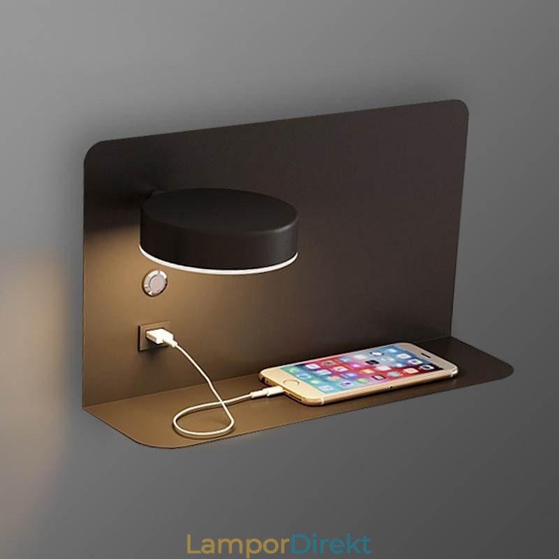 Vägglampa Roterbar Sconce Light Med Usb-Laddningsport