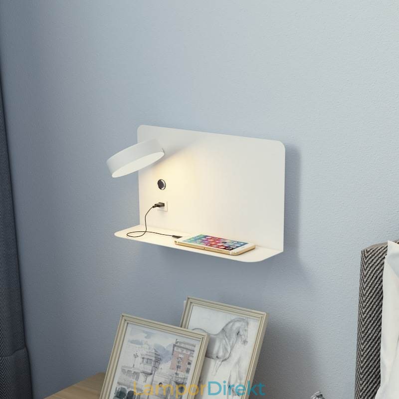 Vägglampa Roterbar Sconce Light Med Usb-Laddningsport