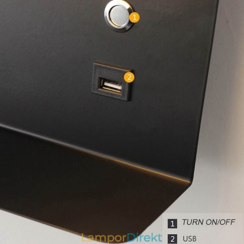 Vägglampa Roterbar Sconce Light Med Usb-Laddningsport