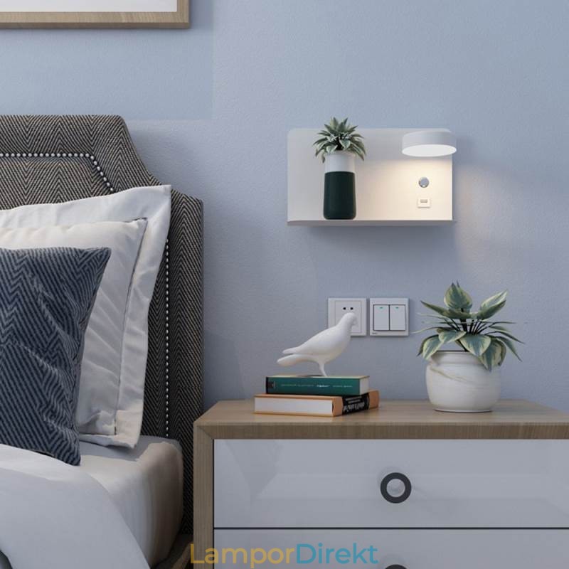 Vägglampa Roterbar Sconce Light Med Usb-Laddningsport