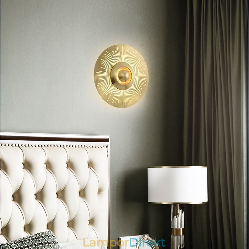 Nordic Mässing Vägglampa Ihålig Rund Form Sconce Light