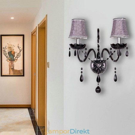 Europeisk Stil Crystal Sconce Svart Två Ljus Ljus Vägglampa Europeisk Stil Crystal Sconce Svart Två Ljus Ljus Vägglampa