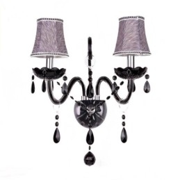 Europeisk Stil Crystal Sconce Svart Två Ljus Ljus Vägglampa