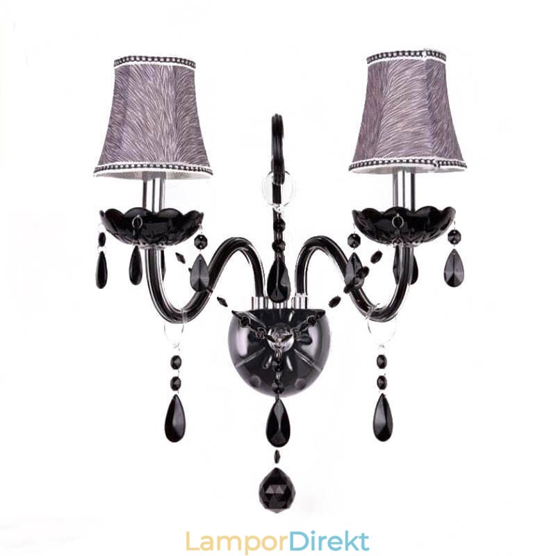 Europeisk Stil Crystal Sconce Svart Två Ljus Ljus Vägglampa