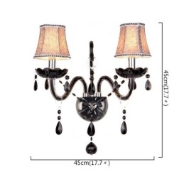 Europeisk Stil Crystal Sconce Svart Två Ljus Ljus Vägglampa