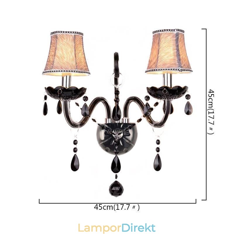 Europeisk Stil Crystal Sconce Svart Två Ljus Ljus Vägglampa
