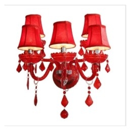 Europeiska Crystal Sconce Röd Färg Vägglampa