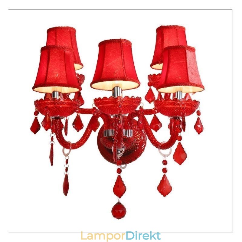 Europeiska Crystal Sconce Röd Färg Vägglampa