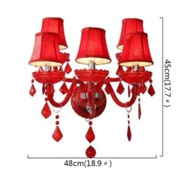 Europeiska Crystal Sconce Röd Färg Vägglampa
