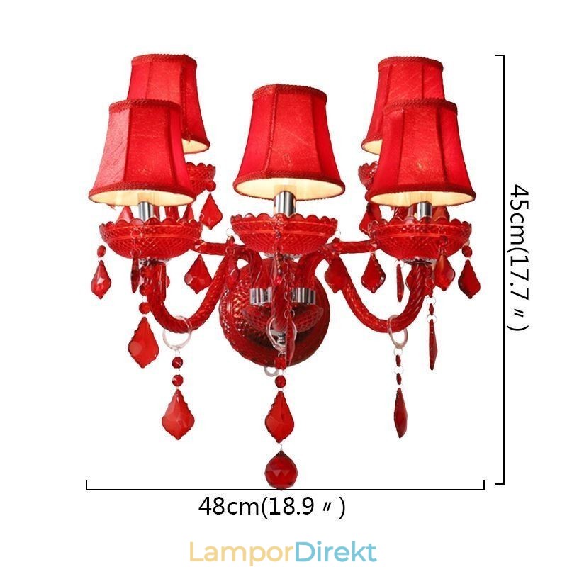Europeiska Crystal Sconce Röd Färg Vägglampa