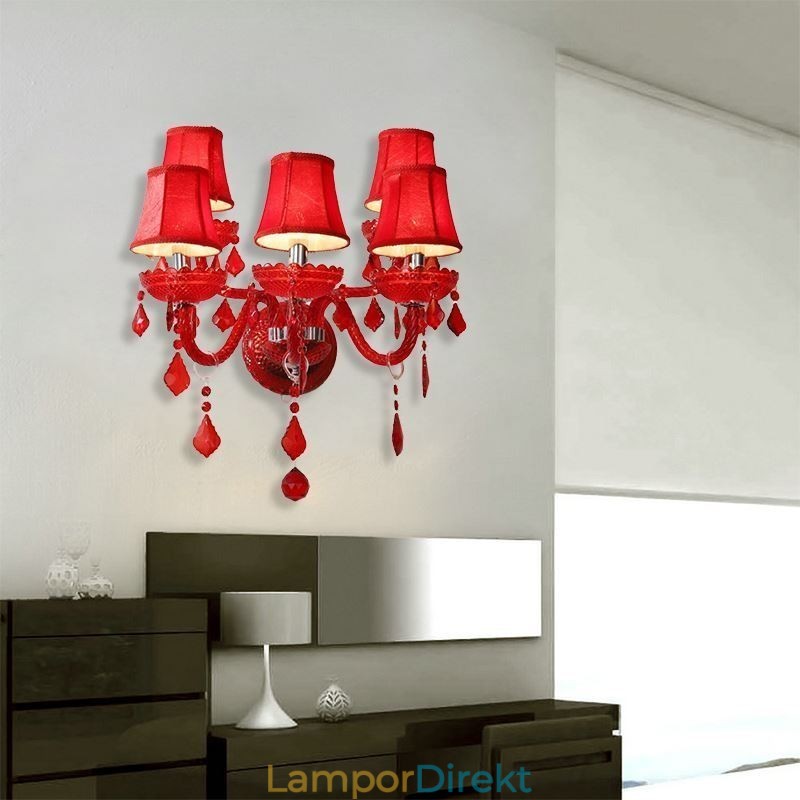 Europeiska Crystal Sconce Röd Färg Vägglampa
