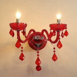 Europeiska Crystal Sconce Väggljus Röd Färg Ljus