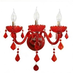 Europeiska Crystal Sconce Väggljus Röd Färg Ljus