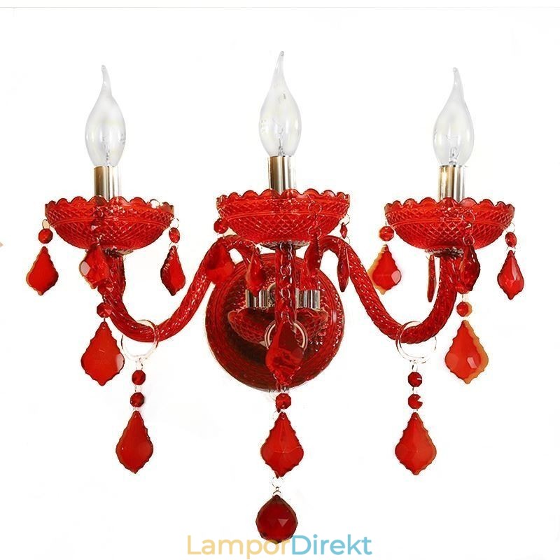 Europeiska Crystal Sconce Väggljus Röd Färg Ljus
