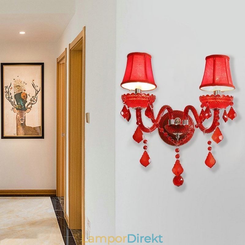 Europeiska Crystal Sconce Väggljus Röd Färg Ljus