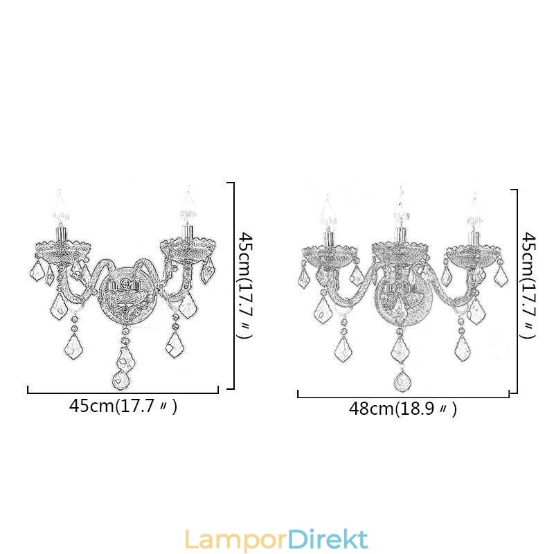 Europeiska Crystal Sconce Väggljus Röd Färg Ljus
