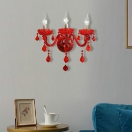 Europeiska Crystal Sconce Väggljus Röd Färg Ljus
