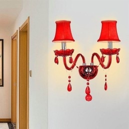 European Wall Light Crystal Sconce Röd Färg