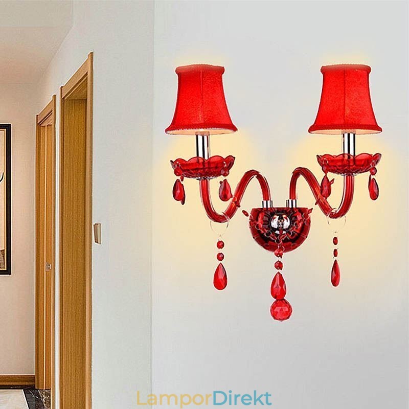 European Wall Light Crystal Sconce Röd Färg