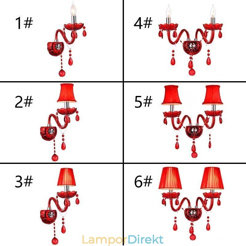 European Wall Light Crystal Sconce Röd Färg