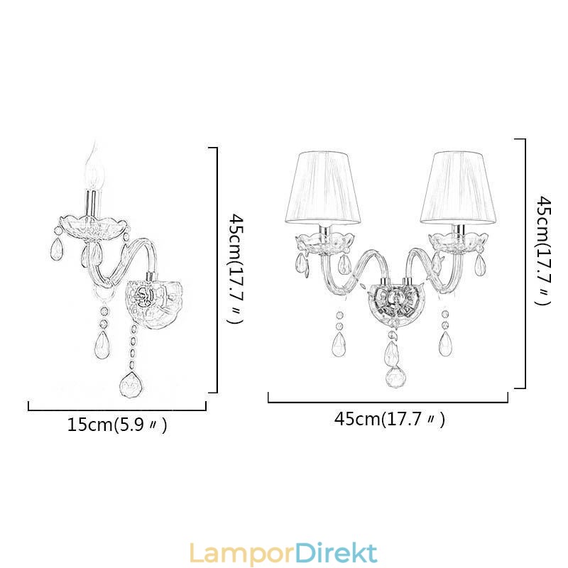European Wall Light Crystal Sconce Röd Färg