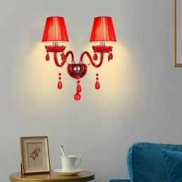 European Wall Light Crystal Sconce Röd Färg
