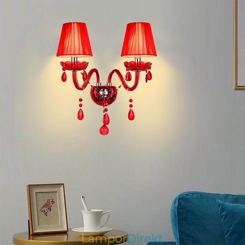 European Wall Light Crystal Sconce Röd Färg