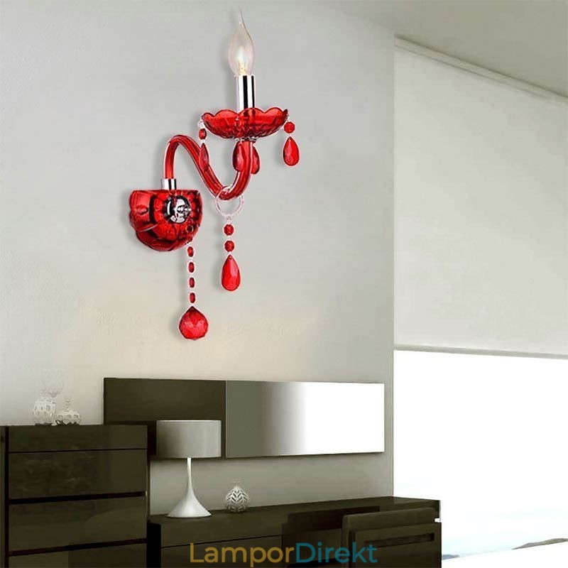 European Wall Light Crystal Sconce Röd Färg