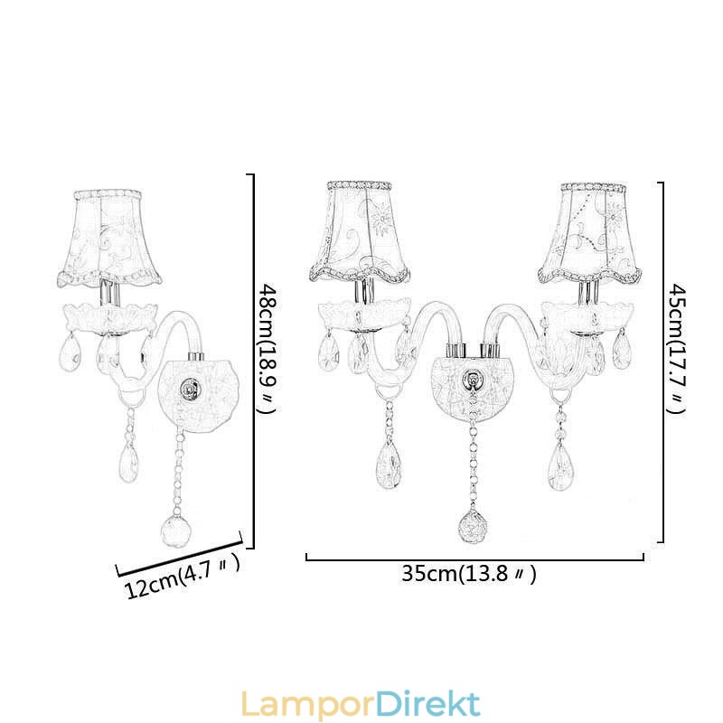 Klassisk Europeisk Stil Crystal Sconce Elegant Vägglampa