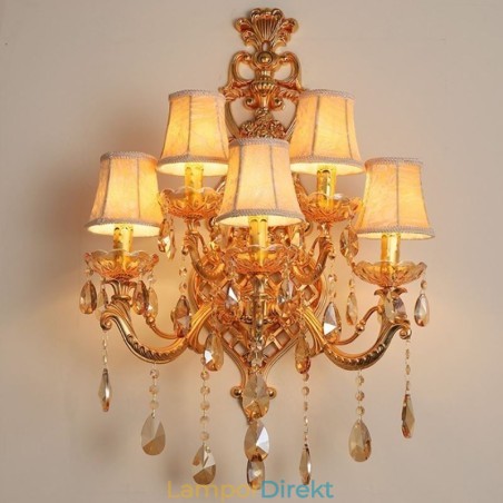 Lyxig Crystal Sconce European Wall Light Zink Alloy Fem Ljusgång Lyxig Crystal Sconce European Wall Light Zink Alloy Fem Ljusgång