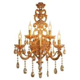 Lyxig Crystal Sconce European Wall Light Zink Alloy Fem Ljusgång