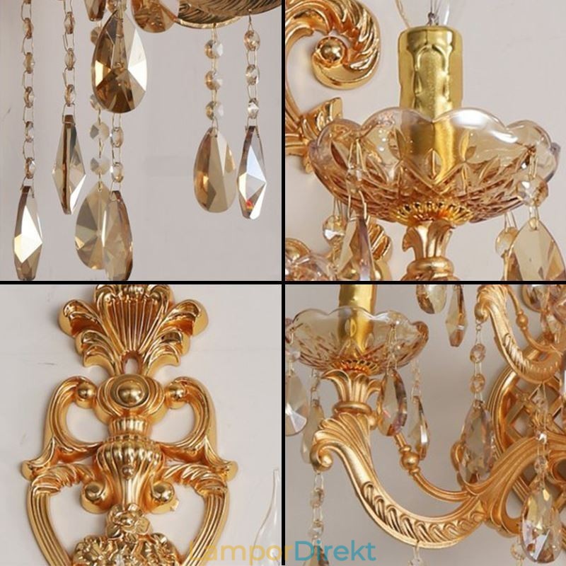 Lyxig Crystal Sconce European Wall Light Zink Alloy Fem Ljusgång