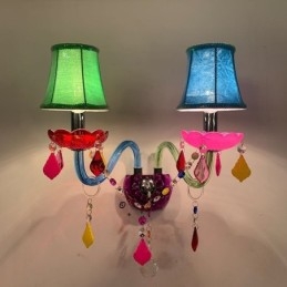 Färgglada Crystal Sconce Europeiska Två Ljus Vägg Ljus Gång