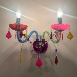 Färgglada Crystal Sconce Europeiska Två Ljus Vägg Ljus Gång
